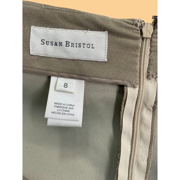 Susan Bristol Womens Size 8 Khaki A-Line Skirt Polyester/Spandex - Picture 5 of 9